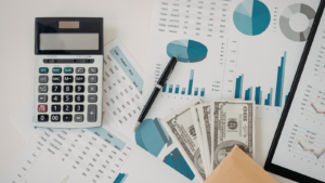 calculator and financial documents